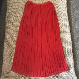 Sparkle and Fade Maroon Pleated Maxi Skirt Size 6